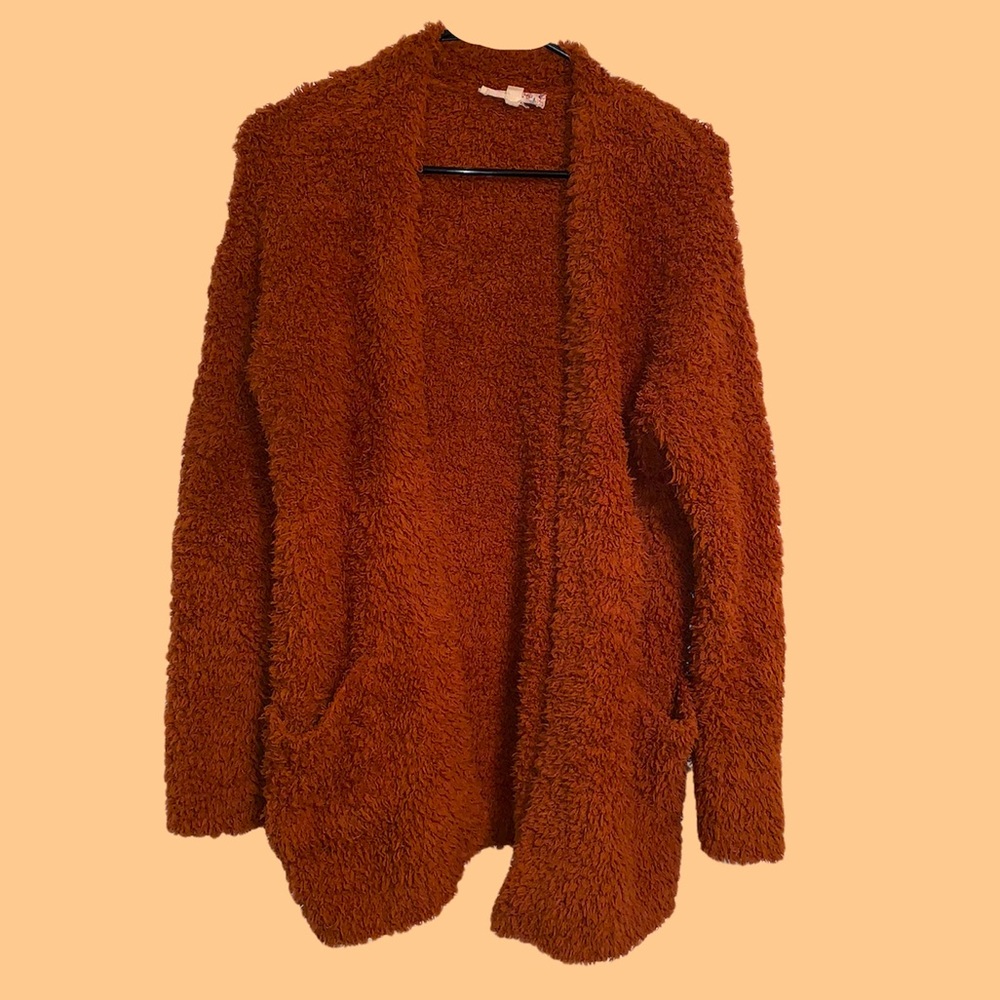 Plush cardigan open sweater teddy jacket